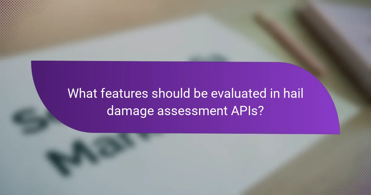 What features should be evaluated in hail damage assessment APIs?